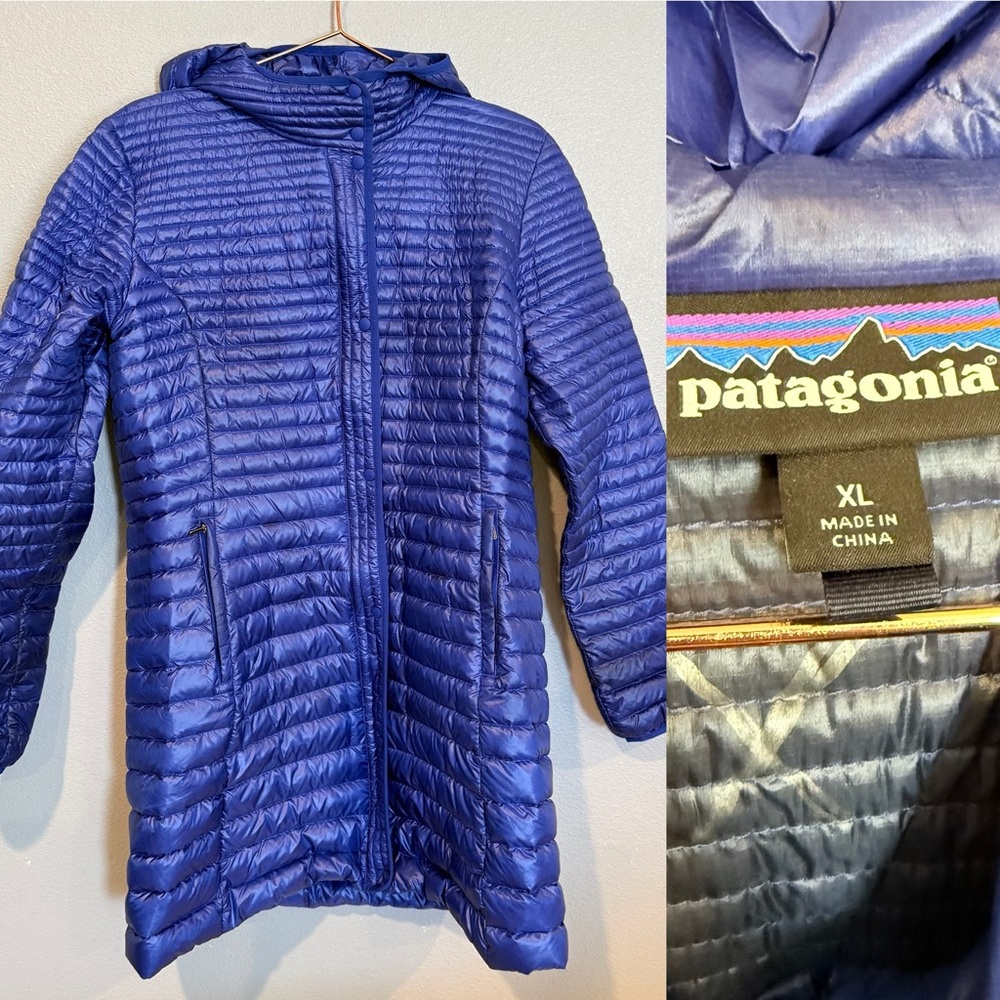 Patagonia Fiona Parka Royal Blue Puffer Jacket XL READ